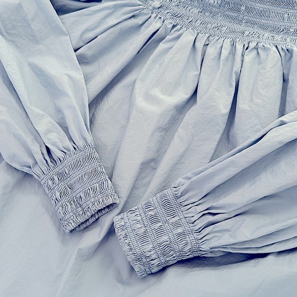 COS Smocked Blue Off The Shoulder Top - Picture 6 of 6